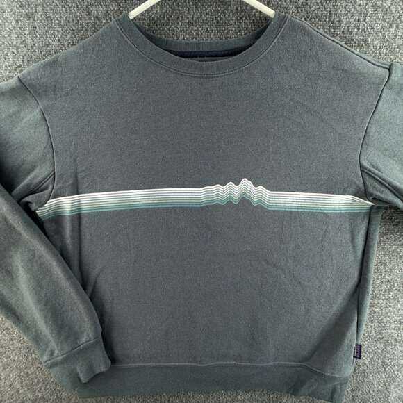 Patagonia Uprisal Crew Sweatshirt Fleece Inside Blue Waves Print Medium Regular - Picture 1 of 13